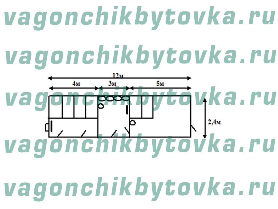 Душевая из металлического вагончика 12м